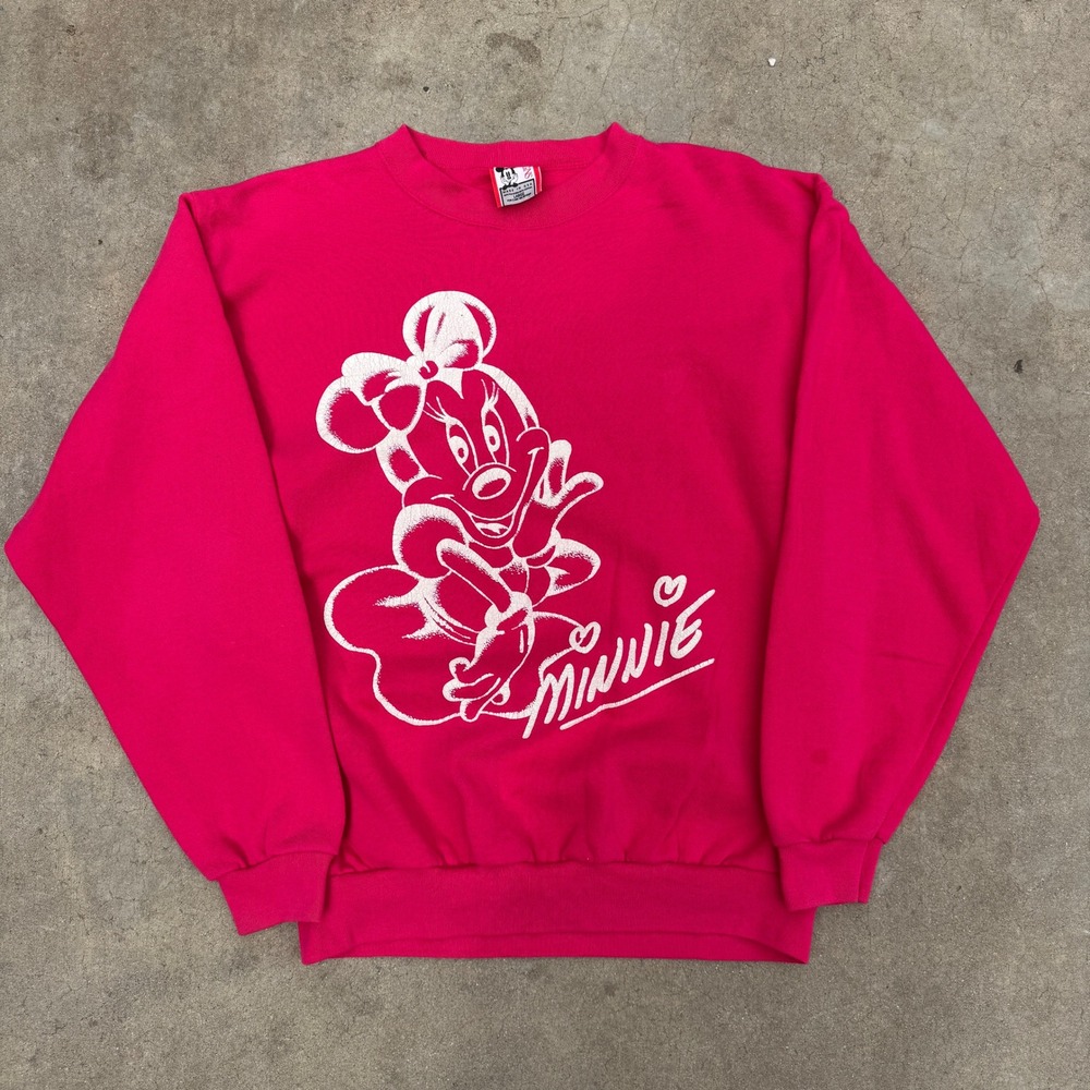 Vintage‎ 90s Disney Designs Minnie Mouse Sweatshirt Pink Mens Large Made in USA
